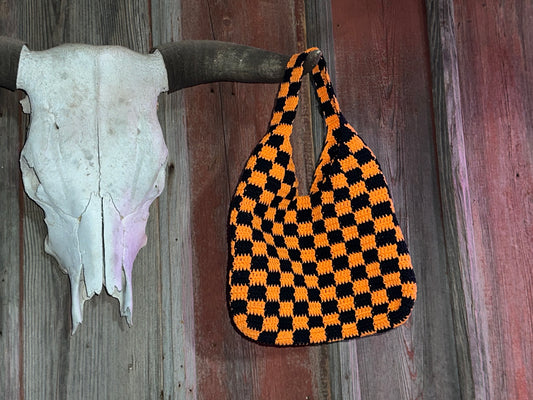 Black & Orange checker tote